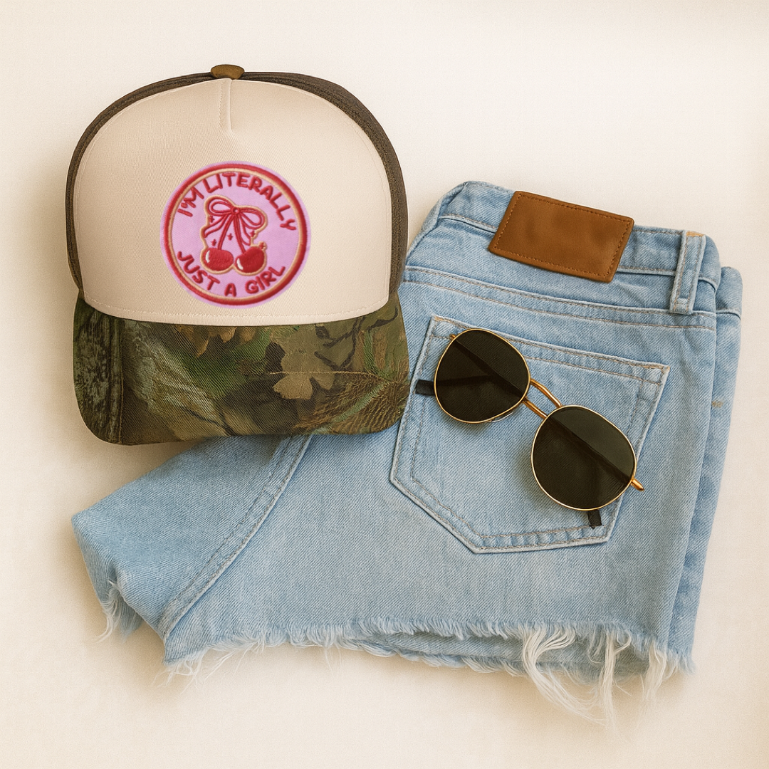 I’m literally just a girl - camo hat