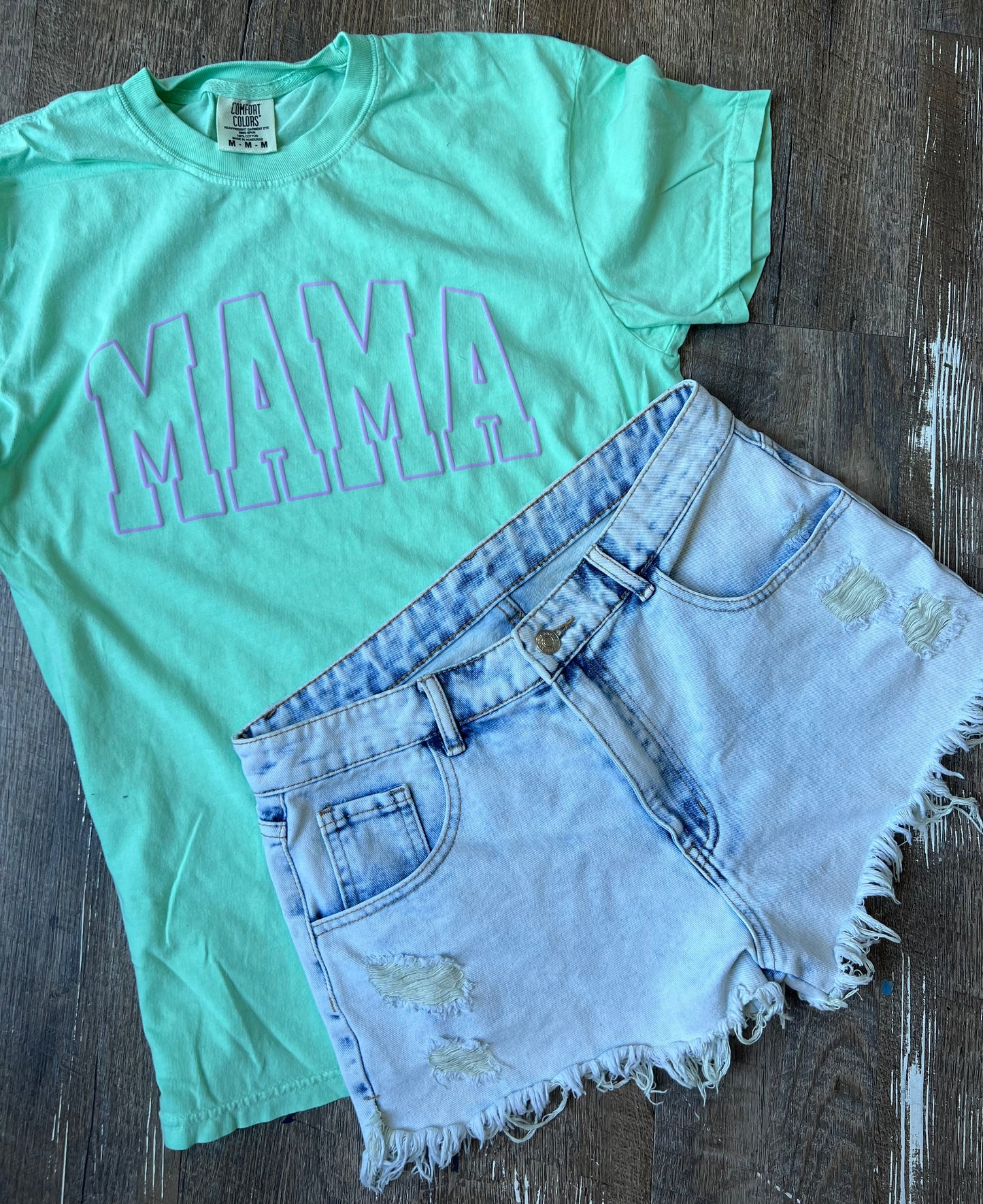 MAMA - LAVENDER + TEAL puff (comfort colors)