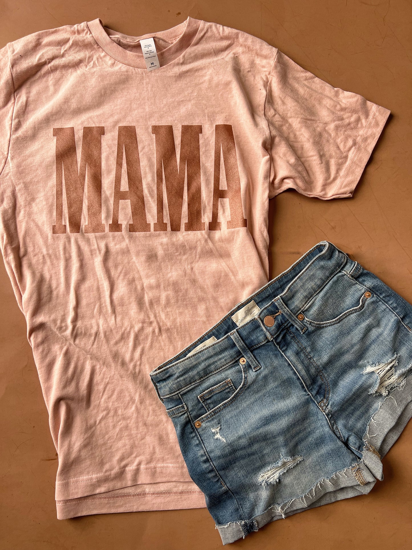 MAMA tee - Peach with Glitter Ink