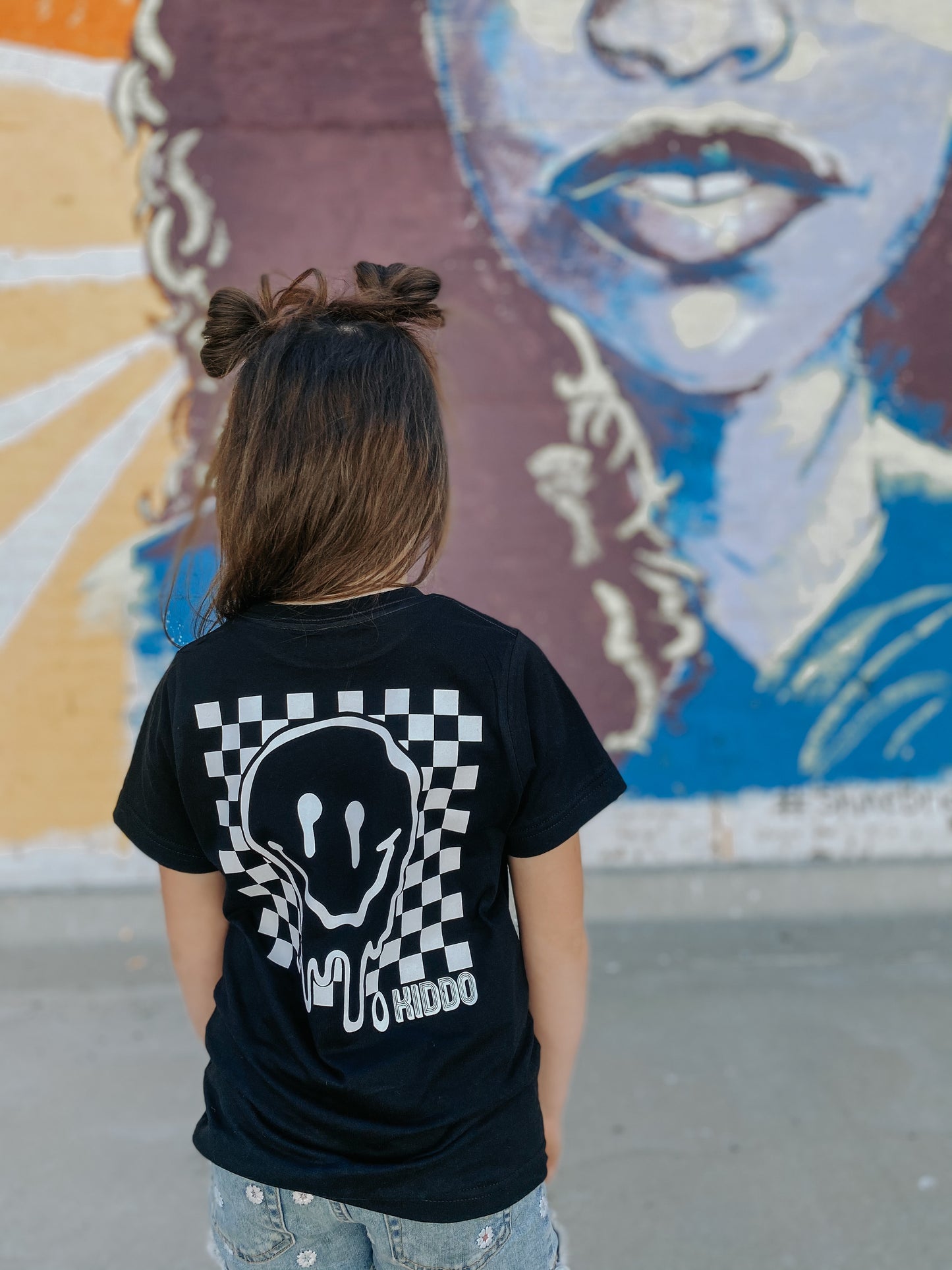 KIDDO checkered smiley - black short sleeves