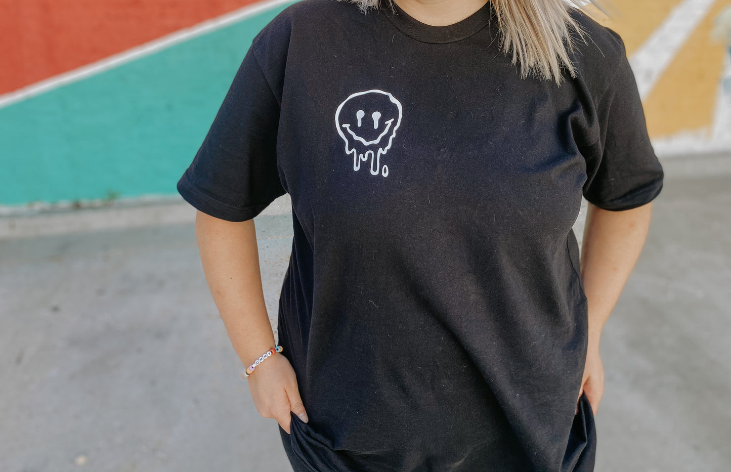 MAMA checkered smiley - black short sleeves