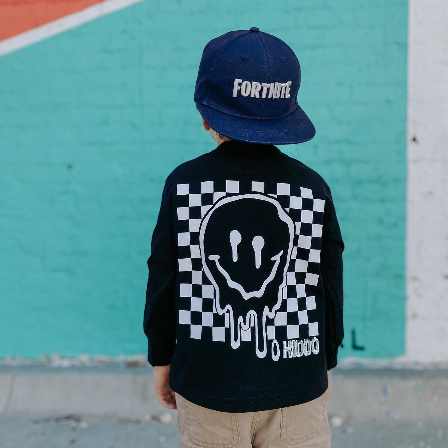 KIDDO checkered smiley - Black sweatshirt
