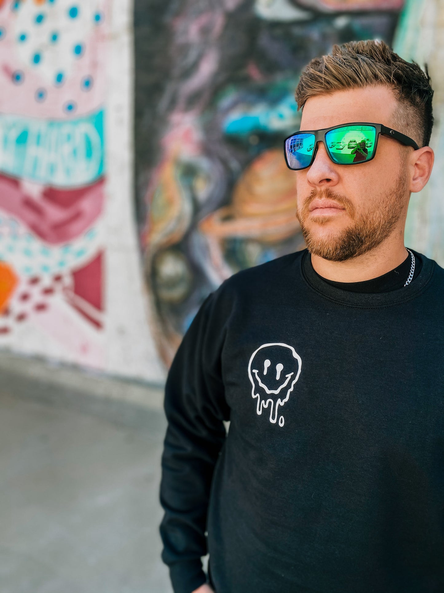 POPS checkered smiley - Black sweatshirt/hoodie