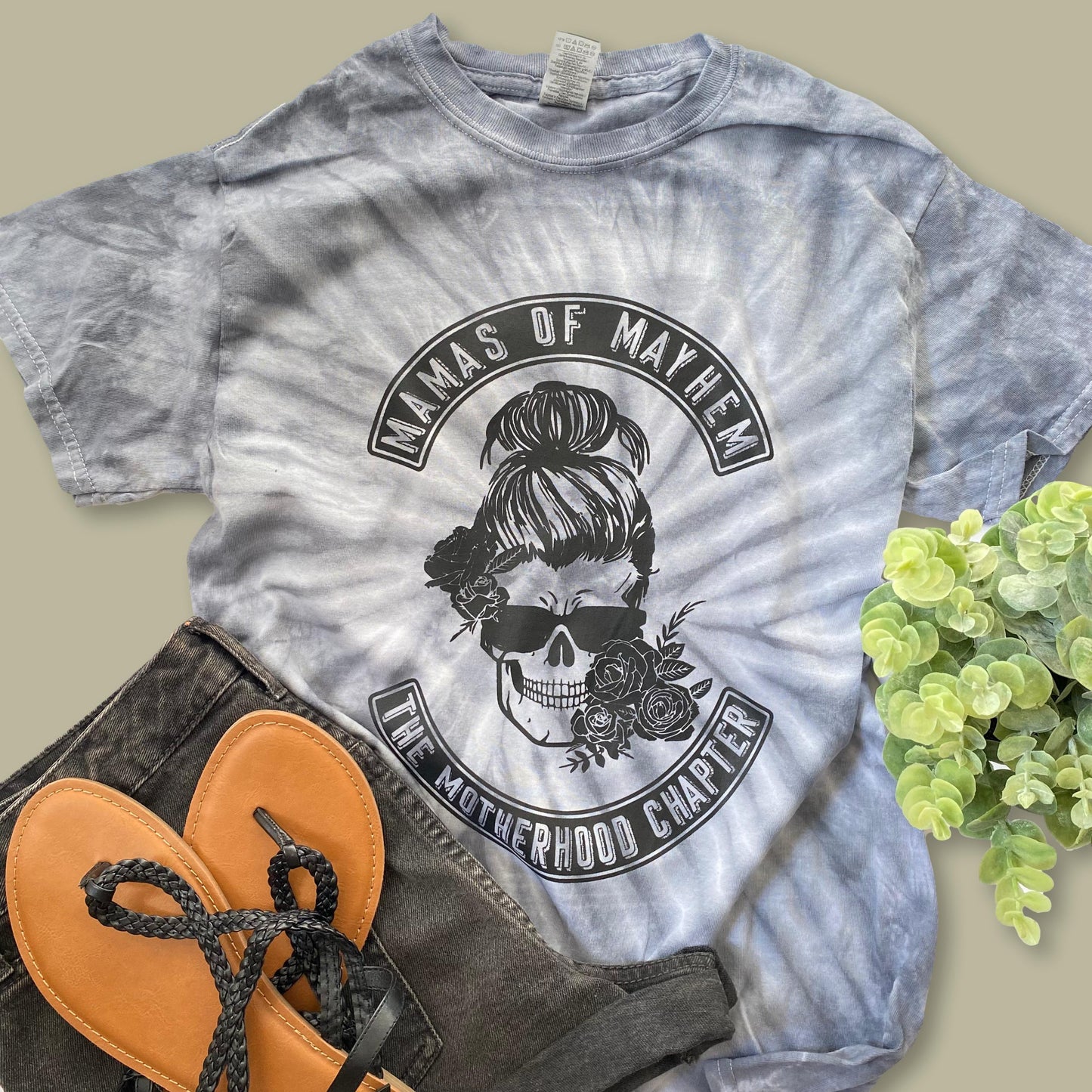 Mamas of Mayhem - grey tie dye
