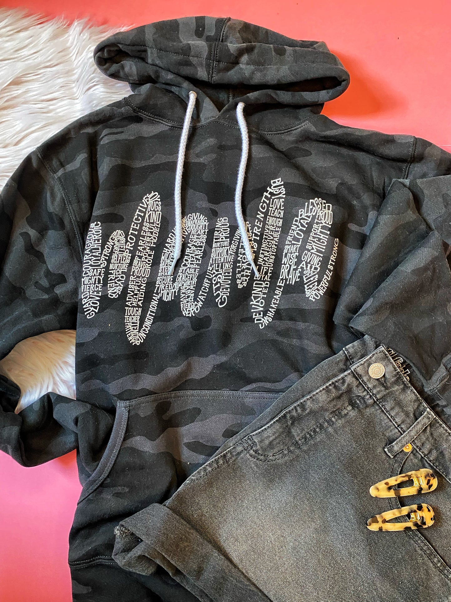About a Mama - Black Camo Hoodie