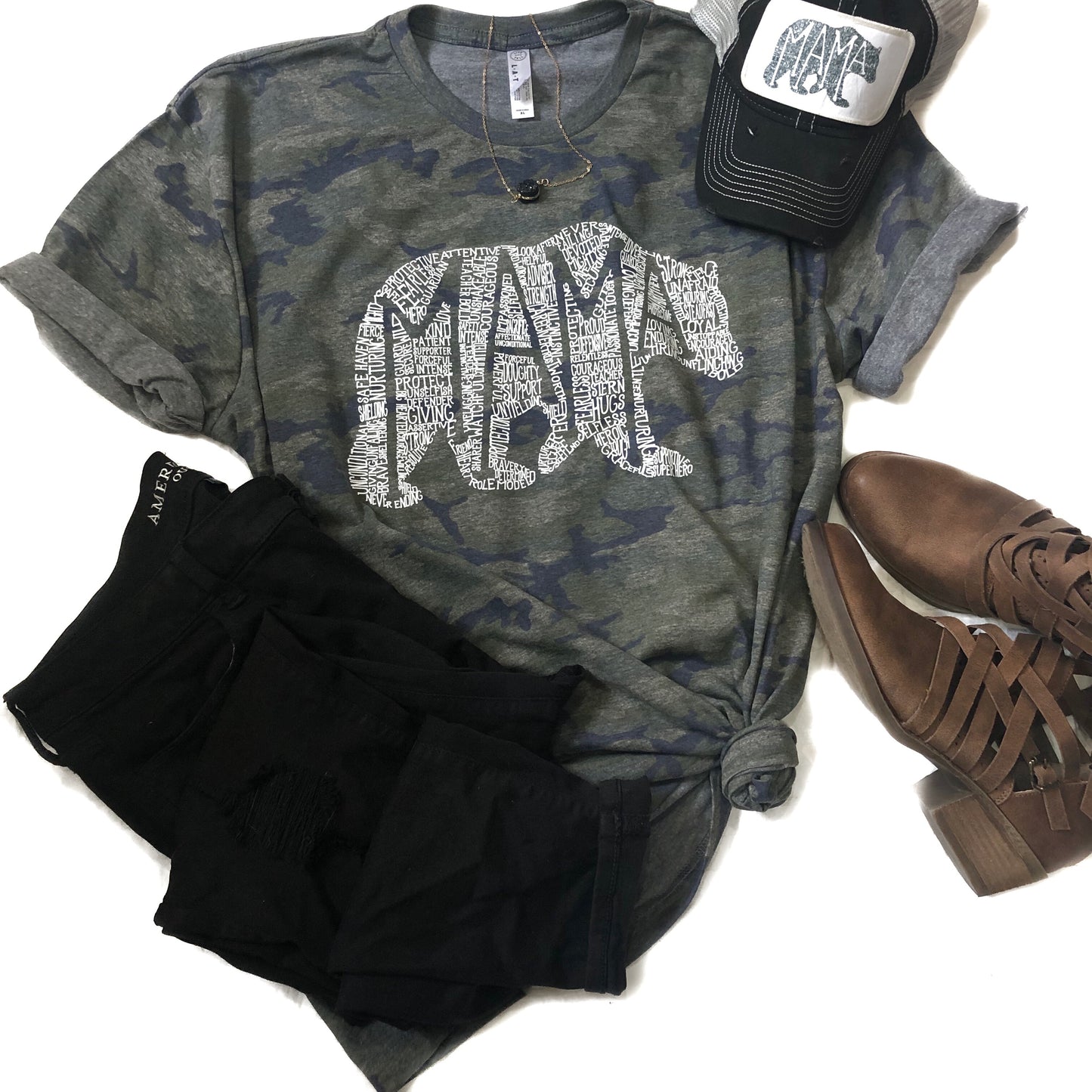 Heathered Camo What’s In A Mama tee