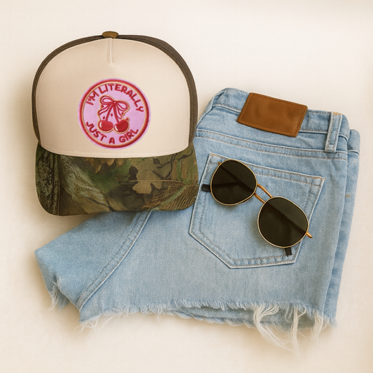 I’m literally just a girl - camo hat