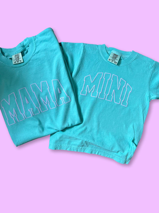 ✨NEW✨ Mama + Mini - Teal + Lavender puff print