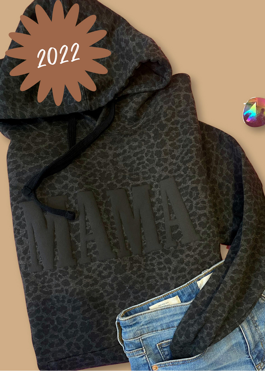 MAMA - Black Leopard  PUFF hoodie