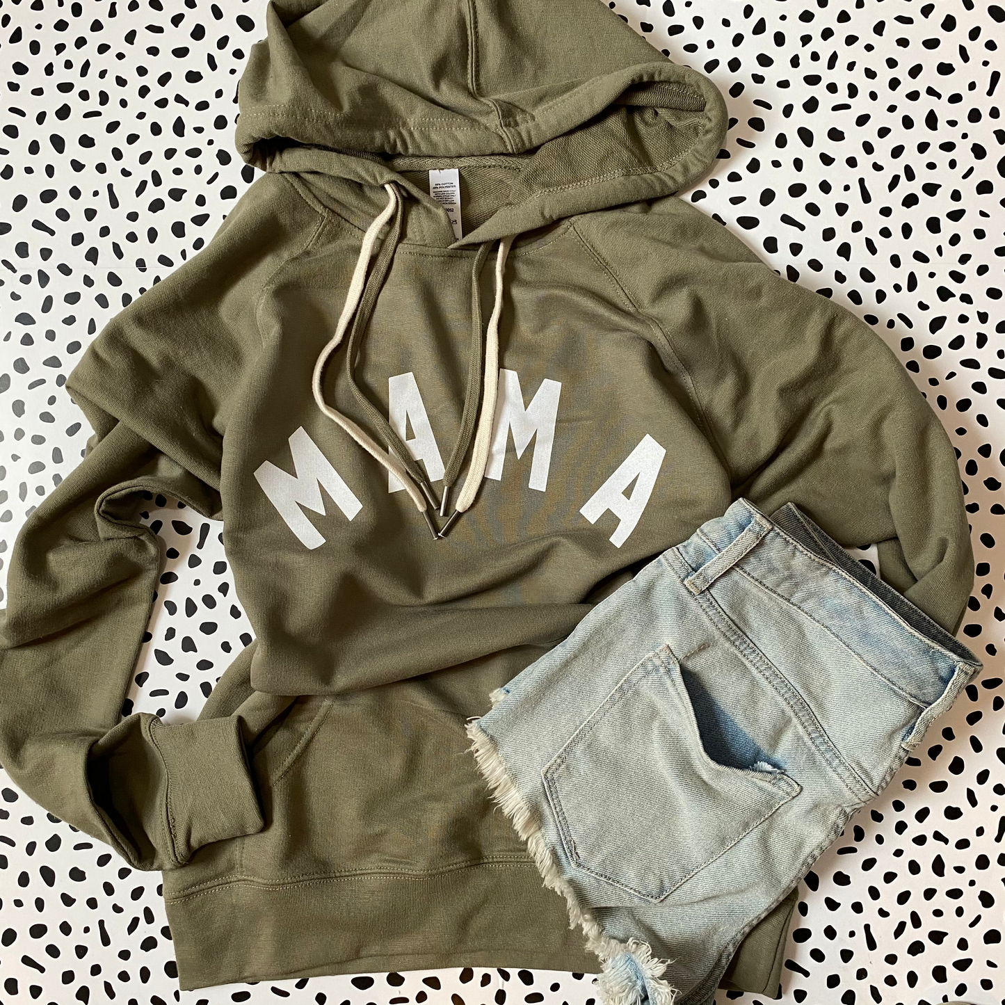 MAMA - Military green French Terry double drawcord sweatshirt